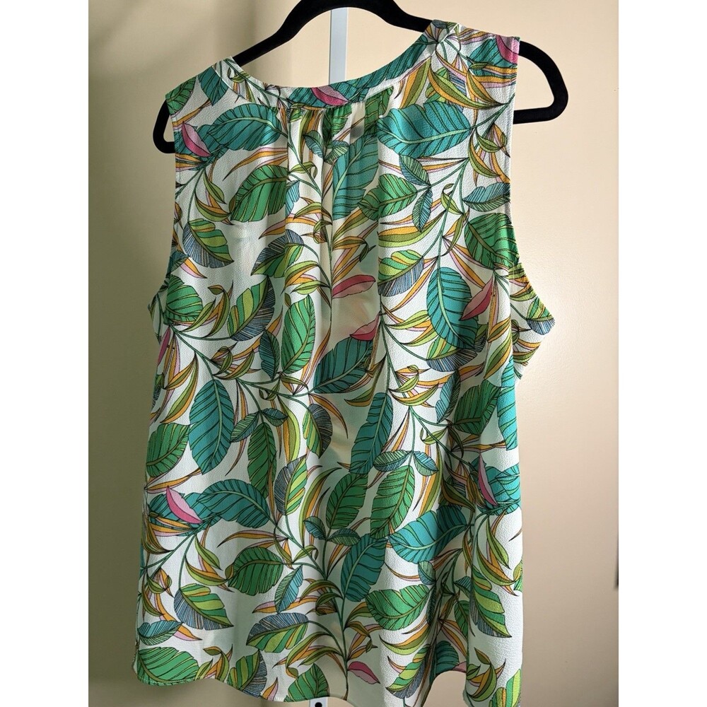 Rose + Olive Blouse Women 1X Boho Pullover Peasant Tunic top Hawaiian Colorful - Picture 8 of 10